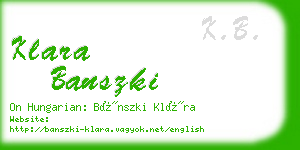 klara banszki business card